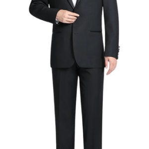 Renoir Mens Suit 201-1-BLK ( Satin Notched Lapel 2-Piece Tuxedo Suit )