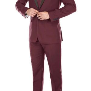 Renoir Mens Tuxedo 201-8-BURG ( Slim Fit 2-Piece Shawl Lapel Tuxedo Suit )