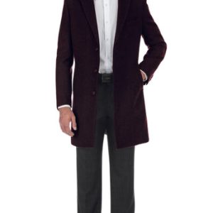 English Laundry Mens Coat EL53-01-700-BURG ( Wool Blend Breasted Burgundy Top Coat )