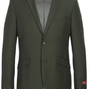 Renoir Men's Suit 201-10-OLIVE (2-Piece Slim Fit Single Breasted Notch Lapel Suit)