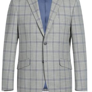 Renoir Men's Suit 293-15-LT-GRY (Slim Fit Notch Lapels Light Gray Check Suits)