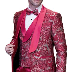 Statement DELANO-4-RED-3PC Mens Tuxedo
