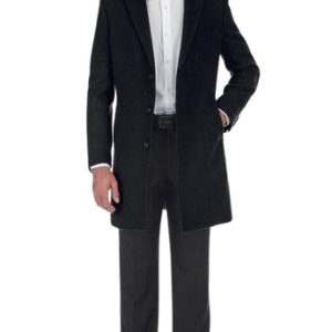 English Laundry Mens Coat EL53-01-001-BLK ( Wool Blend Breasted Black Top Coat )