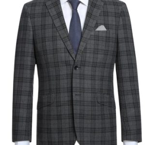 Renoir Men's Suit 294-15-CHOCOLATE (Slim Fit Checked Suits)
