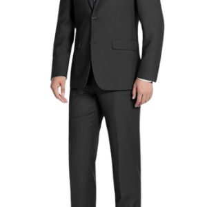 Renoir Men's Suit 508-1-BLK (2-Piece Notch Lapel 100% Wool Suit)