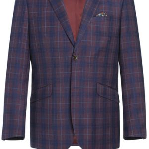 Renoir Mens Coat 294-3-PUR ( 2 Buttons Slim Fit Blazer Premium Plaid Sport Coat )