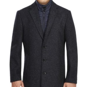 English Laundry Mens Coat EL98-08-410-NAVY ( Long Coat with Bib )
